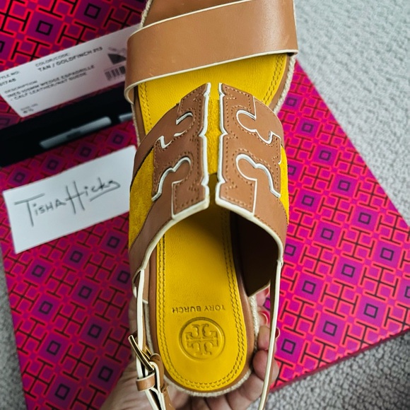 Tory Burch Two-tone Leather And Suede Espadrille Wedge size 8 1/2 110.00 - Picture 4 of 5
